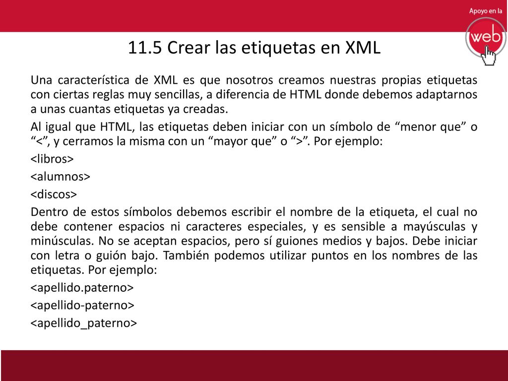 11.5 Crear las etiquetas en XML