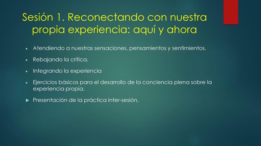 Sesión 1. Reconectando con nuestra propia experiencia: aquí y ahora