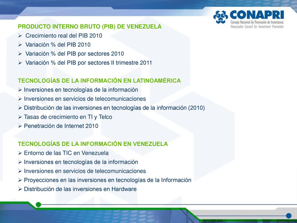 PRODUCTO INTERNO BRUTO (PIB) DE VENEZUELA