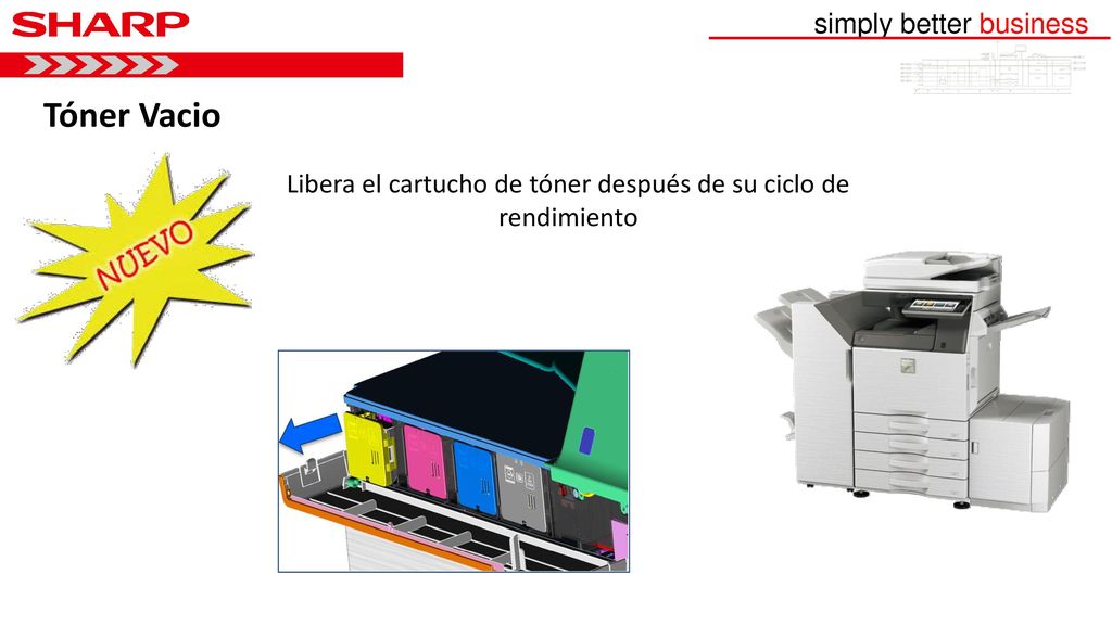 Libera el cartucho de tóner después de su ciclo de rendimiento