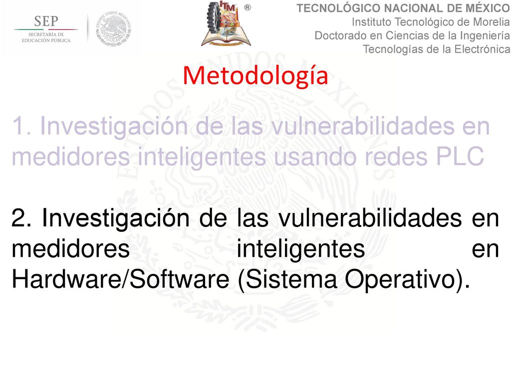 Metodología 1. Investigación de las vulnerabilidades en medidores inteligentes usando redes PLC.