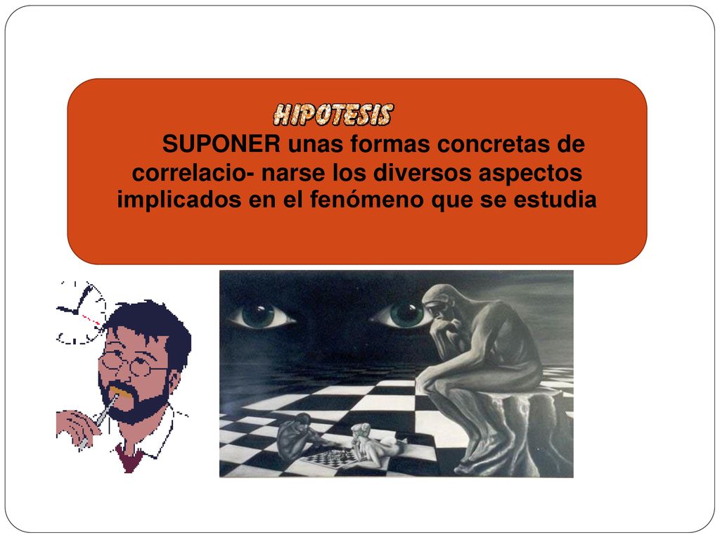 SUPONER unas formas concretas de correlacio- narse los diversos aspectos implicados en el fenómeno que se estudia