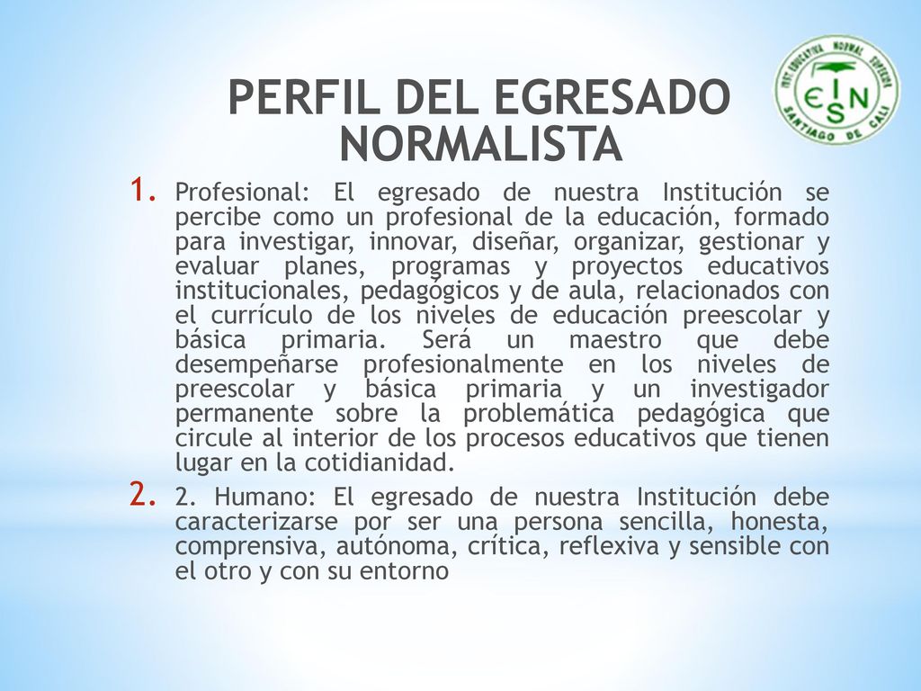 PERFIL DEL EGRESADO NORMALISTA