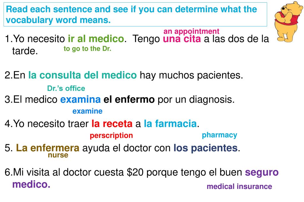 Yo necesito ir al medico. Tengo una cita a las dos de la tarde.