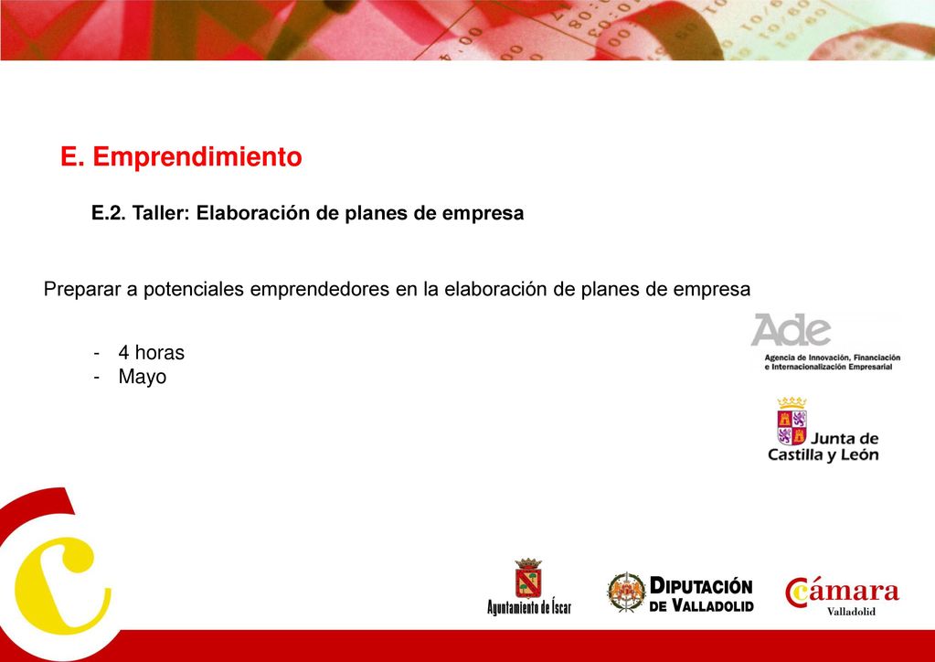E. Emprendimiento E.2. Taller: Elaboración de planes de empresa