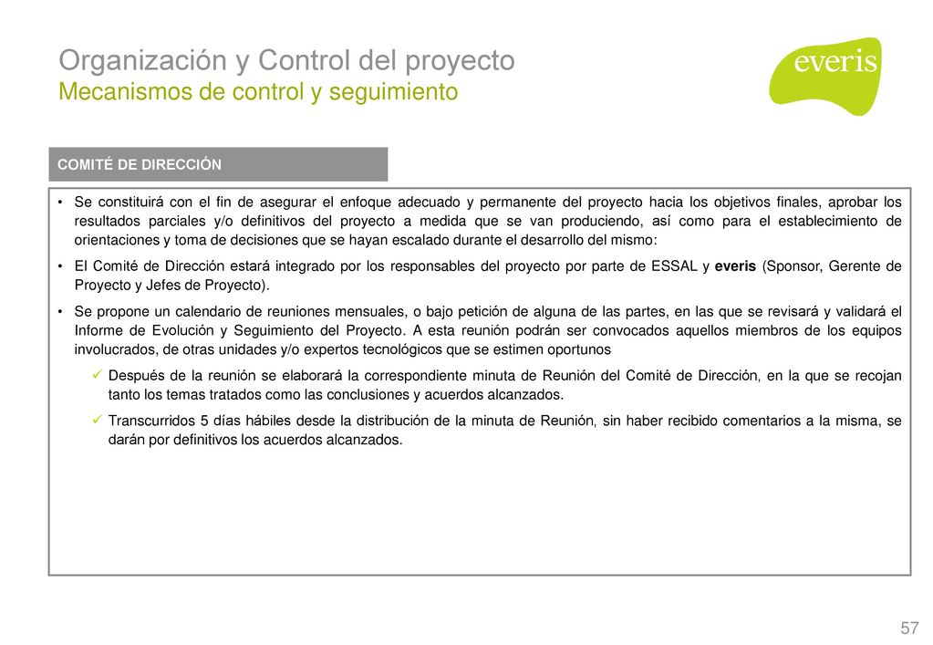 Organización y Control del proyecto Mecanismos de control y seguimiento