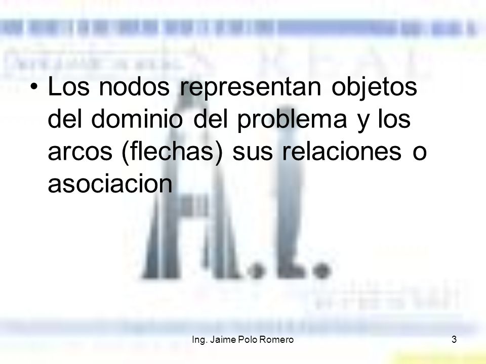 Los nodos representan objetos del dominio del problema y los arcos (flechas) sus relaciones o asociacion