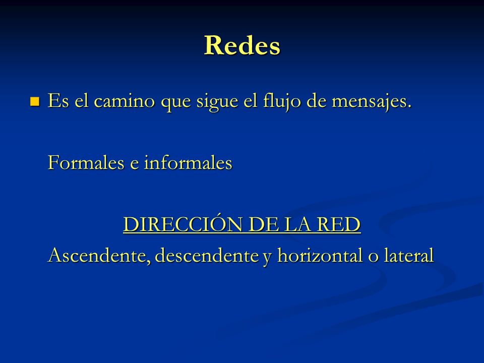 Redes Es el camino que sigue el flujo de mensajes.