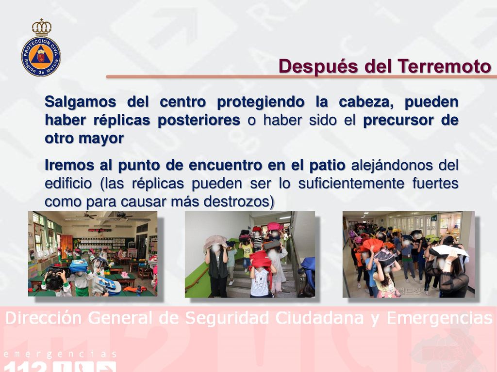 Después del Terremoto Salgamos del centro protegiendo la cabeza, pueden haber réplicas posteriores o haber sido el precursor de otro mayor.
