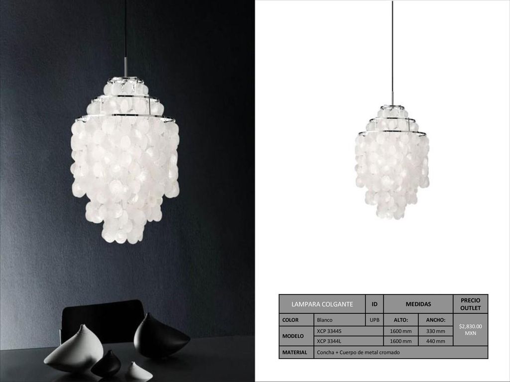 LAMPARA COLGANTE ID MEDIDAS PRECIO OUTLET COLOR Blanco UPB ALTO: