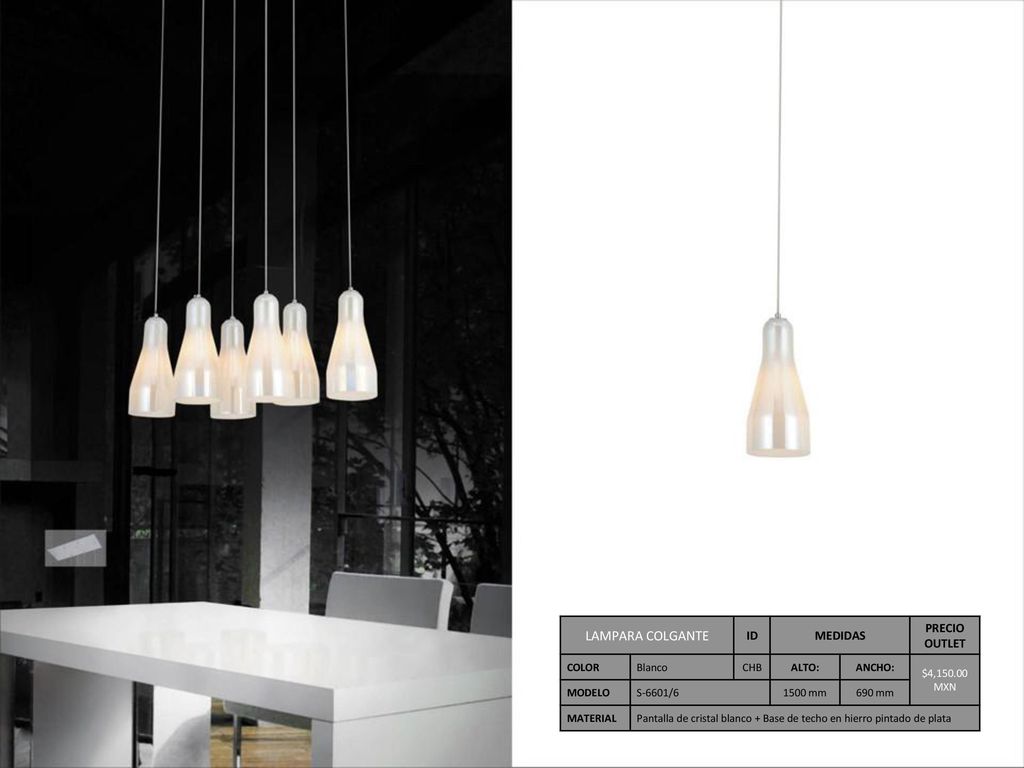 LAMPARA COLGANTE ID MEDIDAS PRECIO OUTLET COLOR Blanco CHB ALTO: