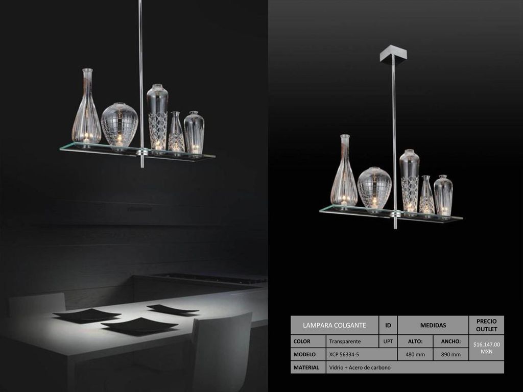 LAMPARA COLGANTE ID MEDIDAS PRECIO OUTLET COLOR Transparente UPT ALTO: