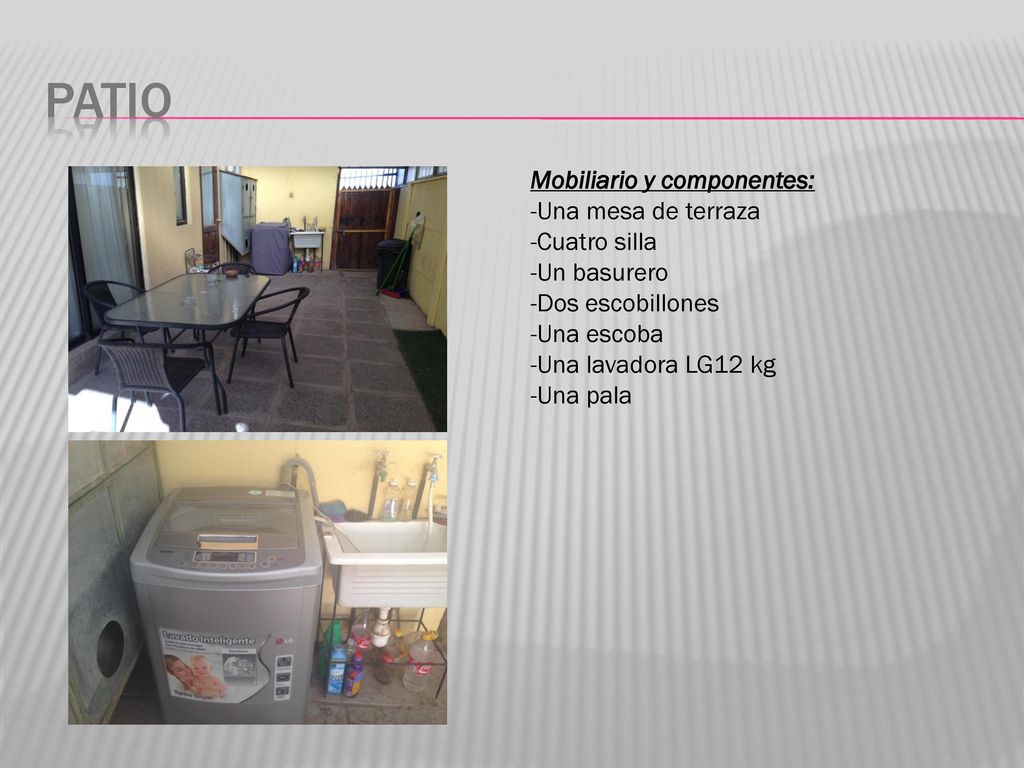 Patio Mobiliario y componentes: Una mesa de terraza Cuatro silla