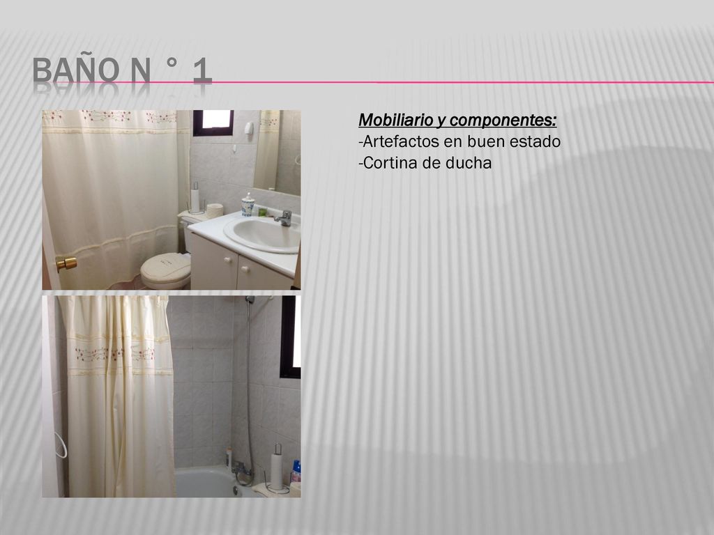 Baño N ° 1 Mobiliario y componentes: Artefactos en buen estado