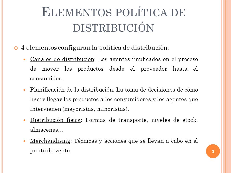 Elementos política de distribución