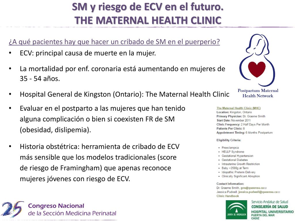 SM y riesgo de ECV en el futuro. THE MATERNAL HEALTH CLINIC