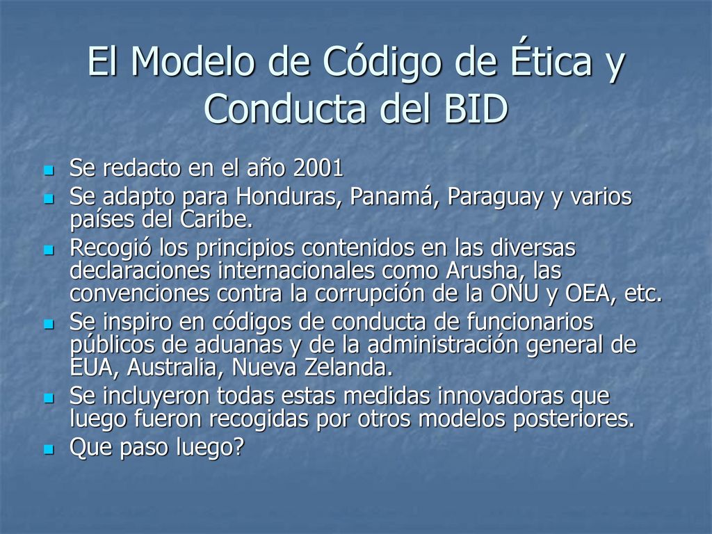 El Modelo de Código de Ética y Conducta del BID