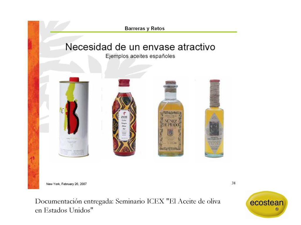 Documentación entregada: Seminario ICEX El Aceite de oliva en Estados Unidos