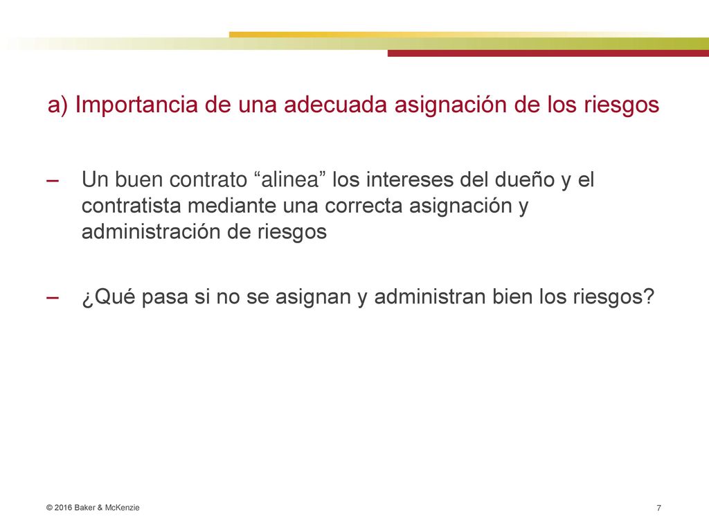 a) Importancia de una adecuada asignación de los riesgos