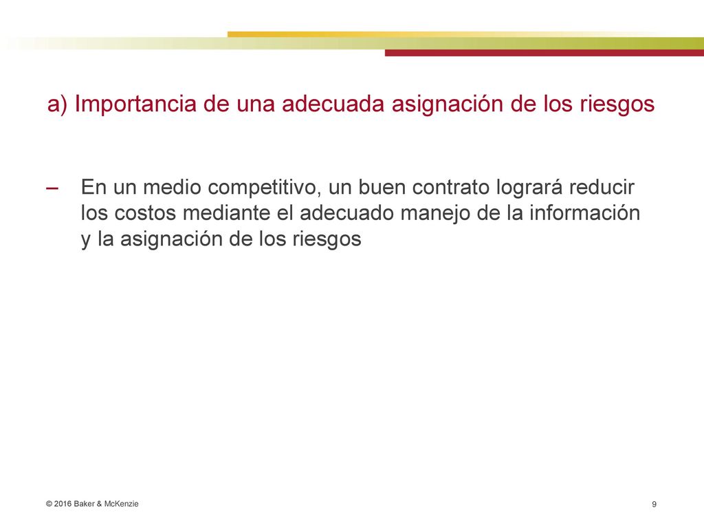 a) Importancia de una adecuada asignación de los riesgos