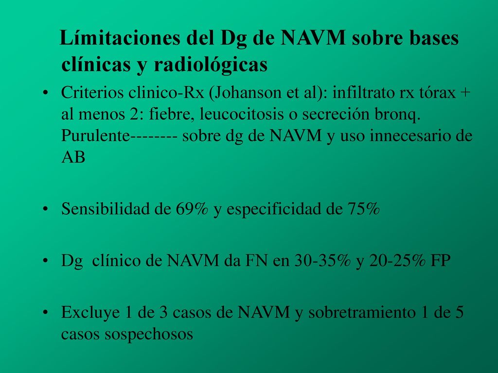 Límitaciones del Dg de NAVM sobre bases clínicas y radiológicas