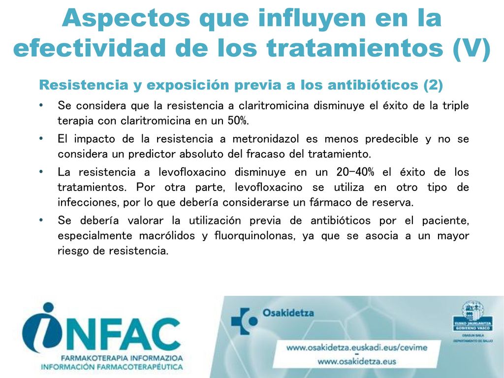 Aspectos que influyen en la efectividad de los tratamientos (V)