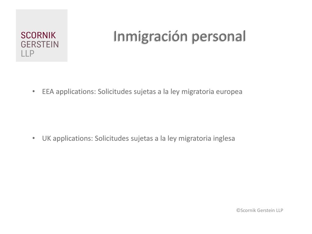 Inmigración personal EEA applications: Solicitudes sujetas a la ley migratoria europea.