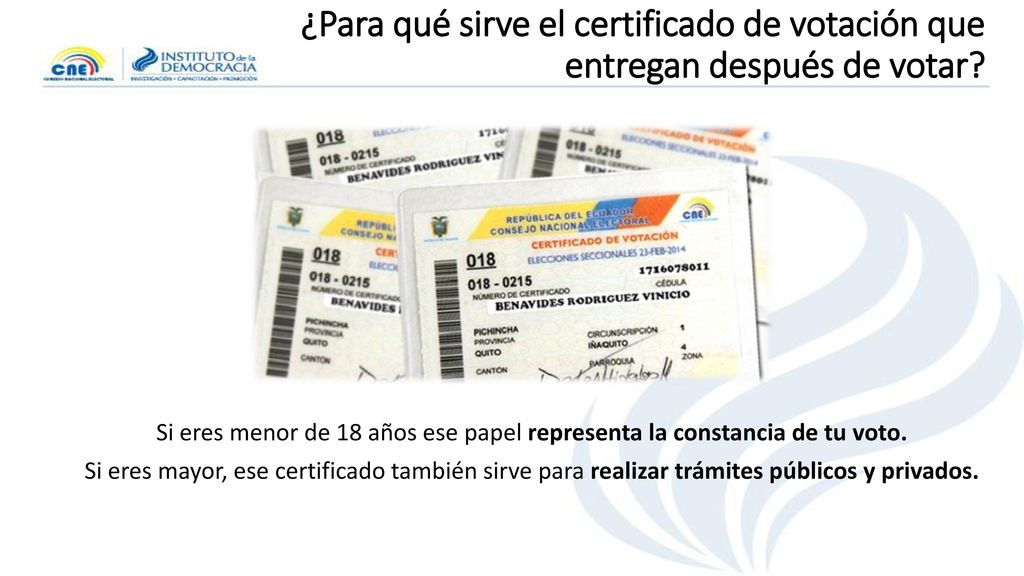 ¿Para qué sirve el certificado de votación que entregan después de votar