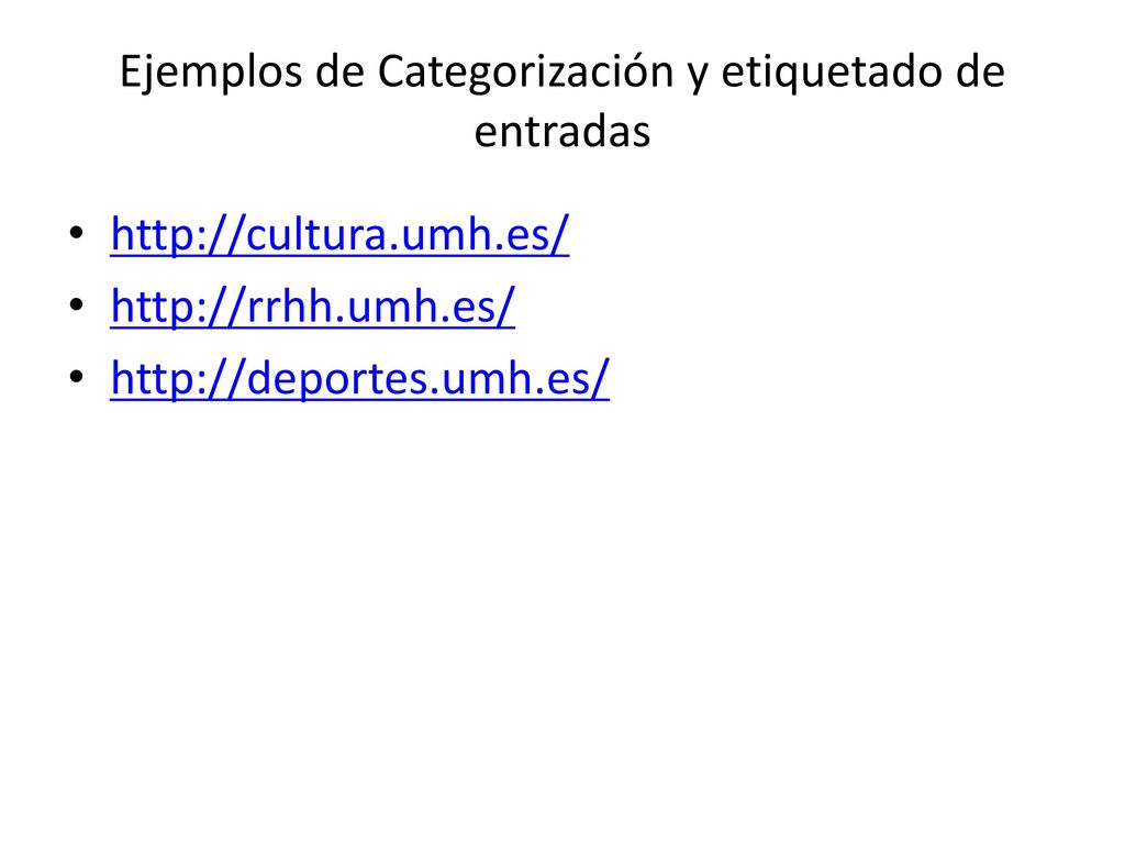 Ejemplos de Categorización y etiquetado de entradas