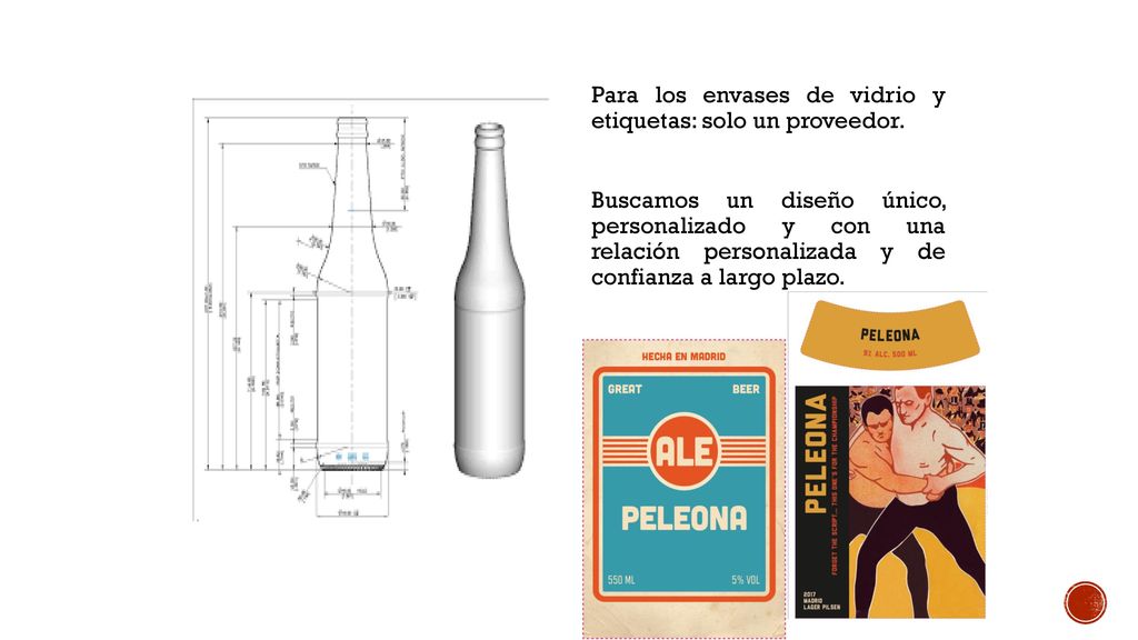Para los envases de vidrio y etiquetas: solo un proveedor