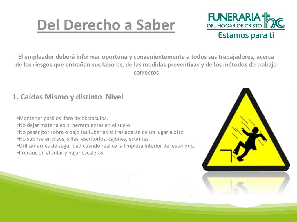 Del Derecho a Saber 1. Caídas Mismo y distinto Nivel