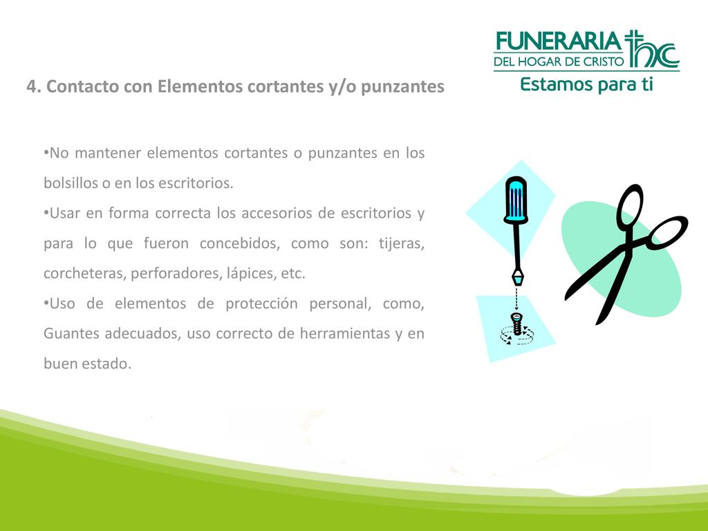 4. Contacto con Elementos cortantes y/o punzantes