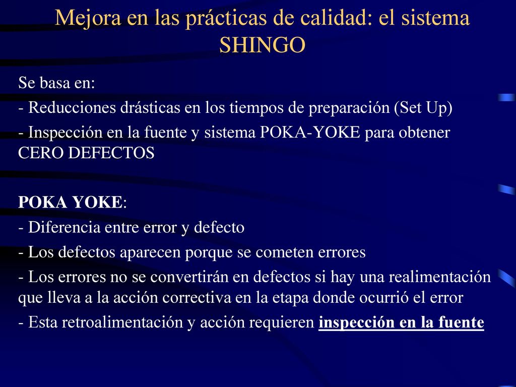 Mejora en las prácticas de calidad: el sistema SHINGO