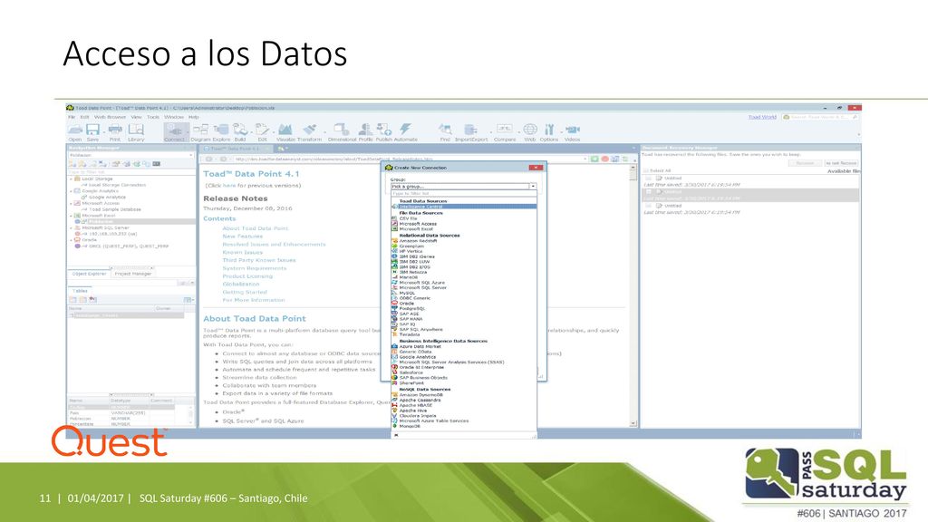 Acceso a los Datos 01/04/2017 | SQL Saturday #606 – Santiago, Chile
