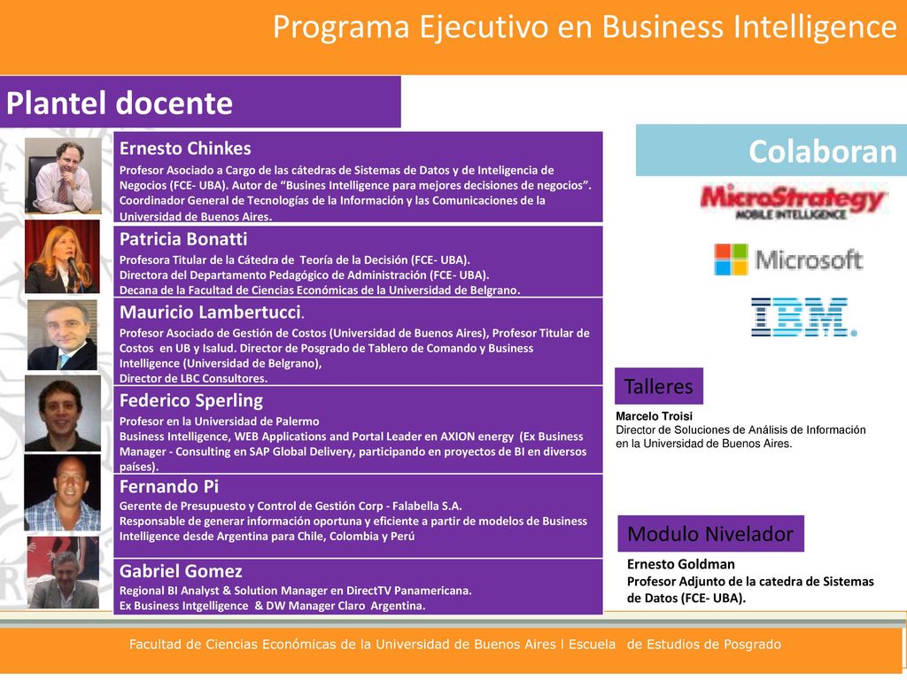 Plantel docente Colaboran Talleres Modulo Nivelador Ernesto Chinkes