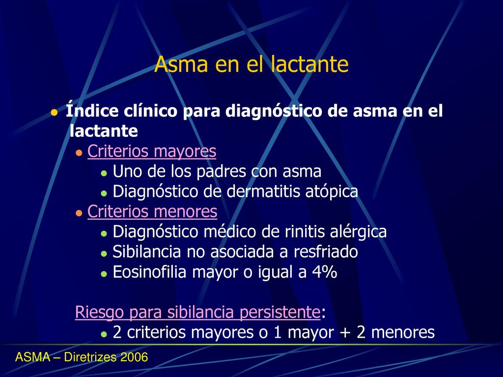 Asma en el lactante Índice clínico para diagnóstico de asma en el
