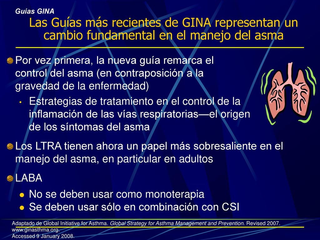 Guías GINA Las Guías más recientes de GINA representan un cambio fundamental en el manejo del asma.