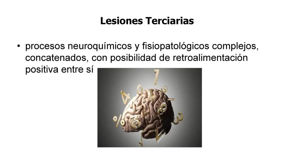 Lesiones Terciarias procesos neuroquímicos y fisiopatológicos complejos, concatenados, con posibilidad de retroalimentación positiva entre sí.