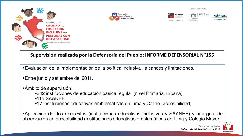 Supervisión realizada por la Defensoría del Pueblo: INFORME DEFENSORIAL N°155