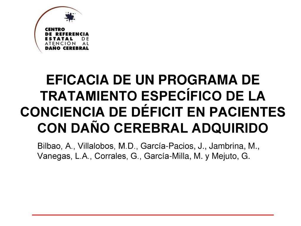 EFICACIA DE UN PROGRAMA DE TRATAMIENTO ESPECÍFICO DE LA CONCIENCIA DE DÉFICIT EN PACIENTES CON DAÑO CEREBRAL ADQUIRIDO