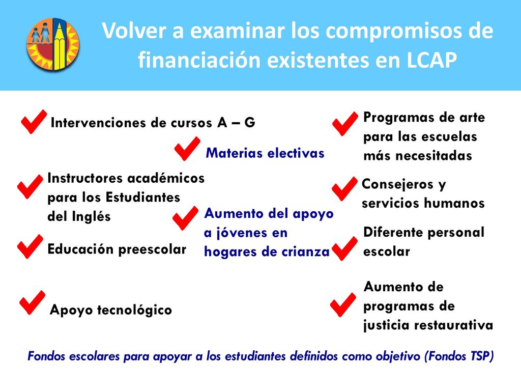 Volver a examinar los compromisos de financiación existentes en LCAP