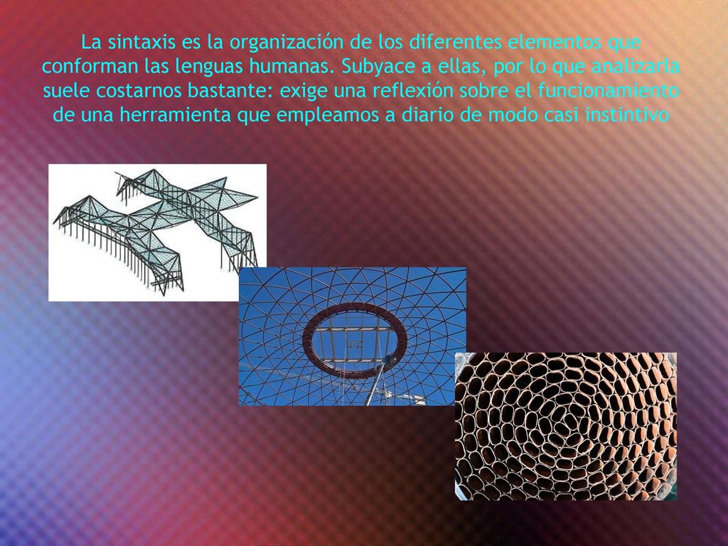 La sintaxis es la organización de los diferentes elementos que conforman las lenguas humanas.