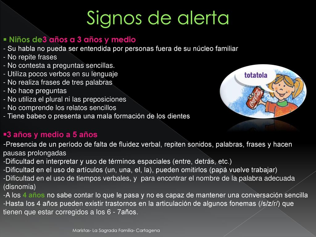 Signos de alerta  Niños de3 años a 3 años y medio