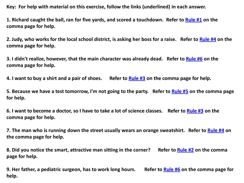 Key: For help with material on this exercise, follow the links (underlined) in each answer.