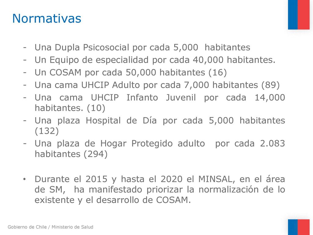 Normativas Una Dupla Psicosocial por cada 5,000 habitantes