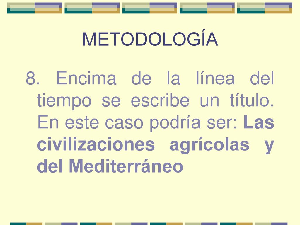 METODOLOGÍA 8. Encima de la línea del tiempo se escribe un título.