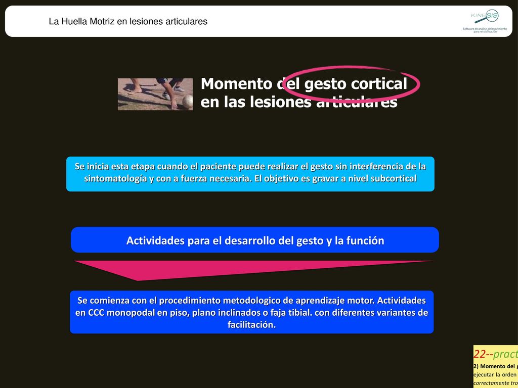 Momento del gesto cortical en las lesiones articulares