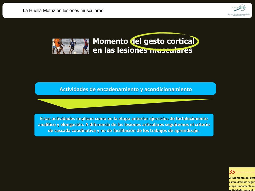 Momento del gesto cortical en las lesiones musculares