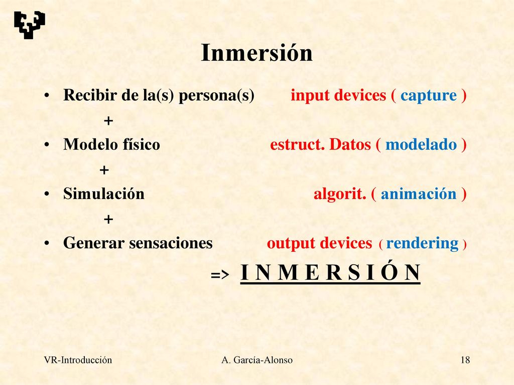 Inmersión Recibir de la(s) persona(s) input devices ( capture ) +