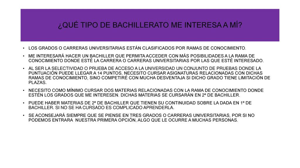 ¿QUÉ TIPO DE BACHILLERATO ME INTERESA A MÍ